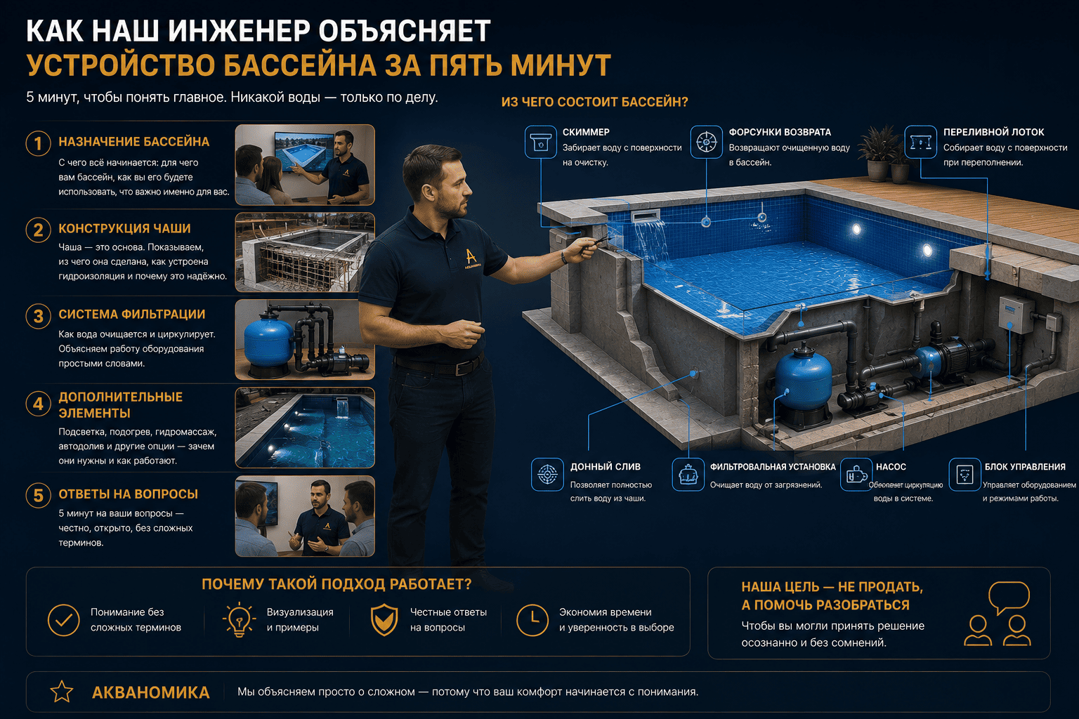 Как наш инженер объясняет устройство бассейна за пять минут