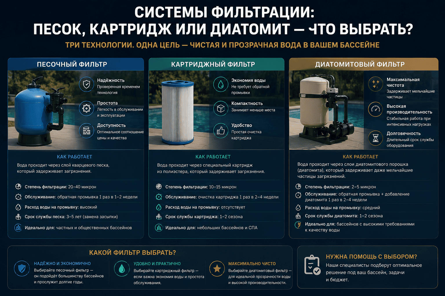  Системы фильтрации: песок, картридж или диатомит - что выбрать