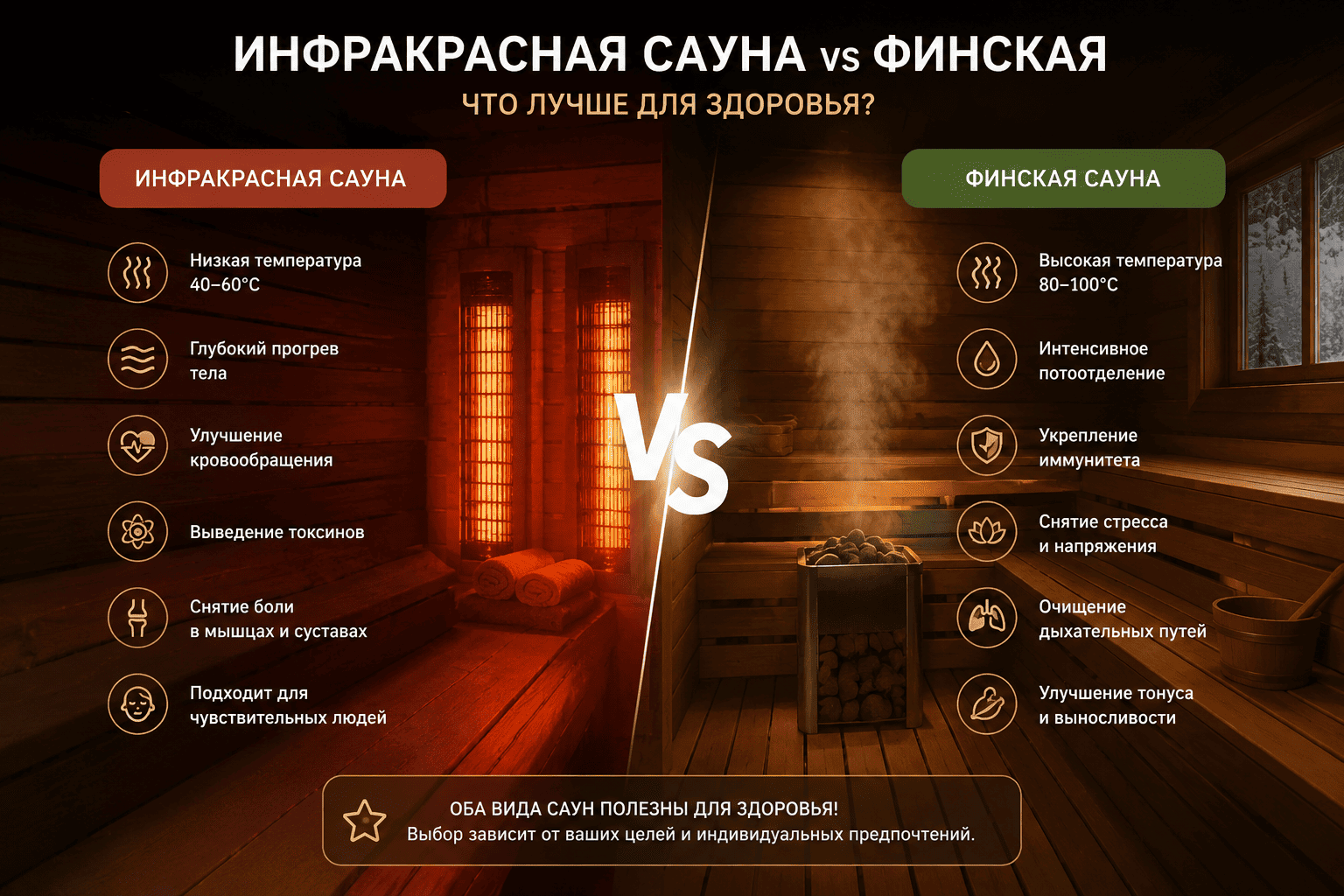 Инфракрасная сауна vs финская: что лучше для здоровья