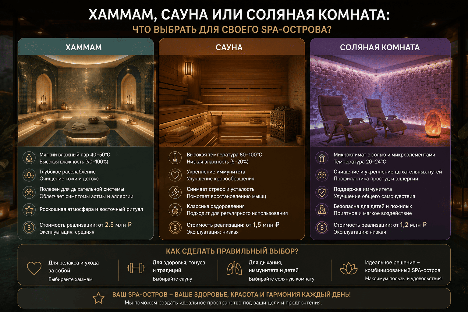 Хаммам, сауна или соляная комната: что выбрать для своего SPA-острова